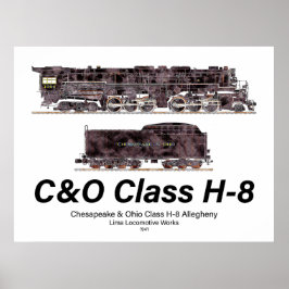 Poster C&O Class H-8 Allegheny Steam Locomotive Profile