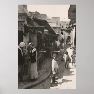 Pôster ca 1935 Street in Nazareth, vegetable market