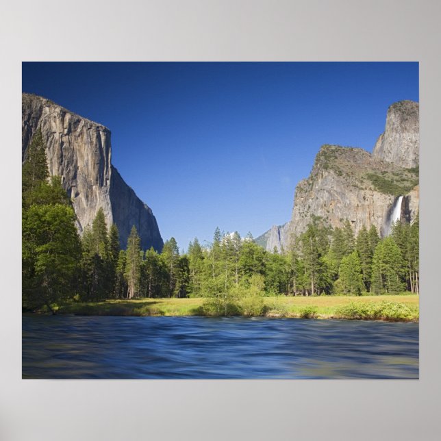Pôster CA, Parque Nacional de Yosemite, vista do vale com (Frente)