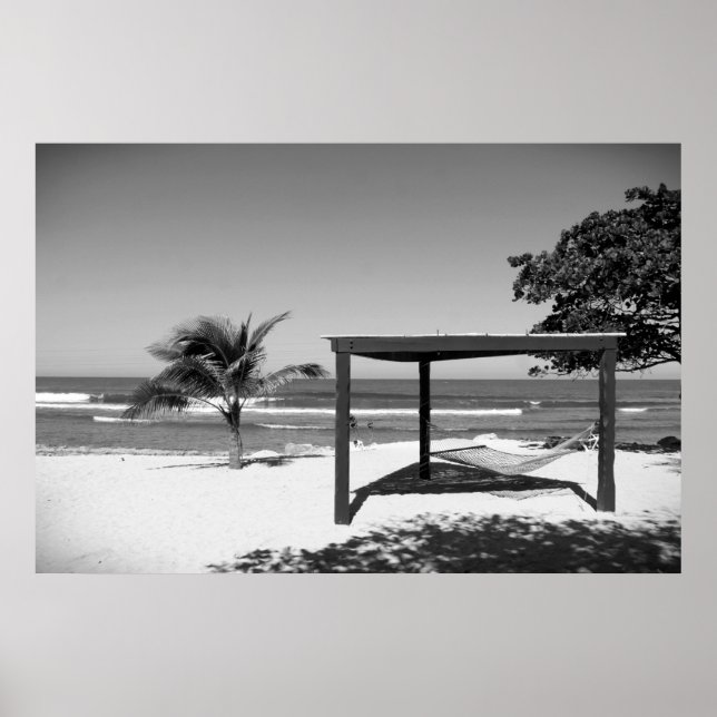 Pôster Cabana by the Beach - Labedee Haiti 2012 BW 3534 (Frente)