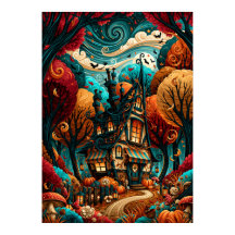 Cabana Caprichosa de Halloween Floresta de Outono