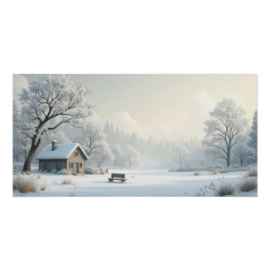 Pôster Cabana de Inverno Silenciosa – Pacata Aldeia Nevad