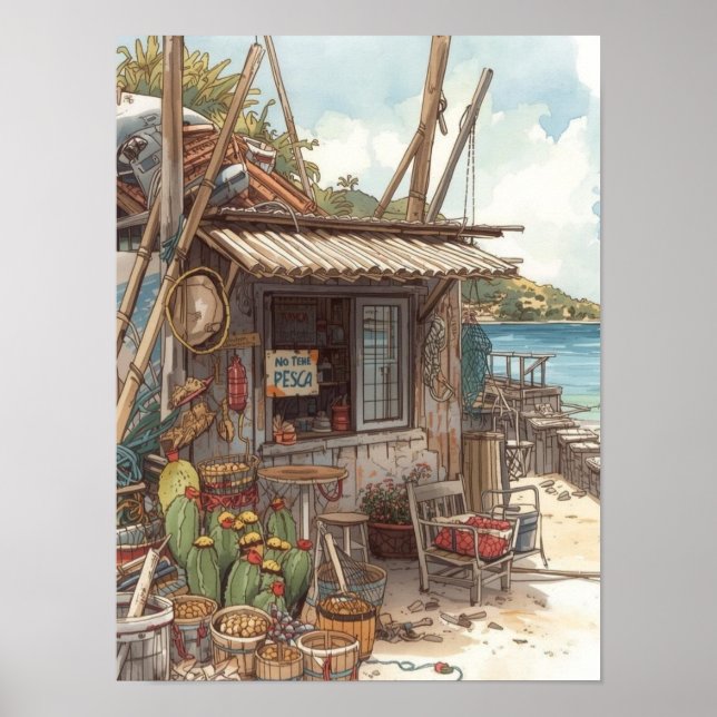 Poster cabana de peixes de Bonaire (Frente)
