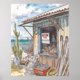 Poster Cabana de peixes em Bonaire esgotada