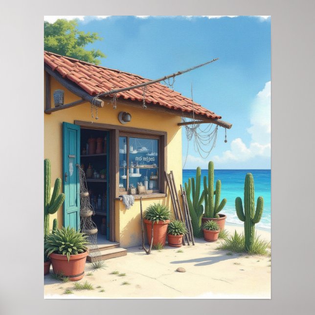 Poster Cabana de peixes em Bonaire esgotada (Frente)