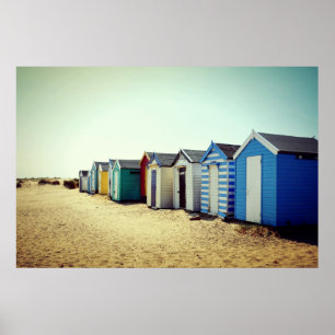 Pôster Cabanas coloridas da praia em The Sun