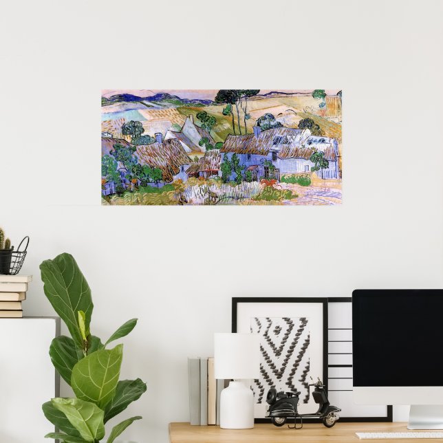 Poster Cabanas com Telhado de Palha por Colina por Vincen (Escritório em casa)