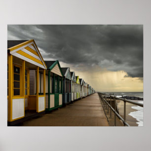 Pôster Cabanas da praia em uma tempestade   Southwold do