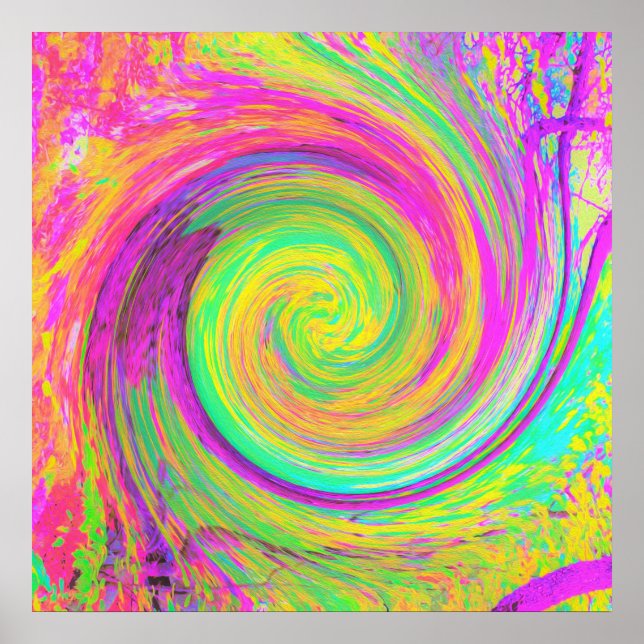 Poster Cabeça Abstrato púrpura e espiral líquida amarela (Frente)