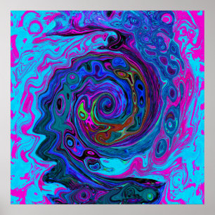 Poster Cabeça Abstrato retroativa azul e roxa