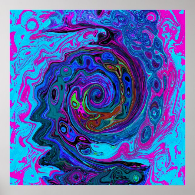 Poster Cabeça Abstrato retroativa azul e roxa (Frente)