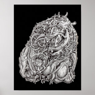 Poster Cabeça cosmográfica, de Brian Benson, preta