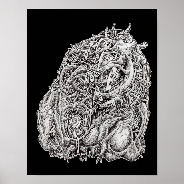 Poster Cabeça cosmográfica, de Brian Benson, preto (Frente)