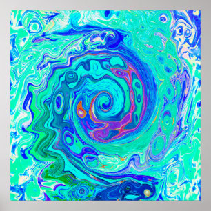 Poster Cabeça de Abstrato do Oceano Azul e Líquido Verd