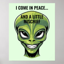 Poster Cabeça de Alienígena Verde