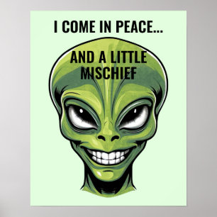 Poster Cabeça de Alienígena Verde
