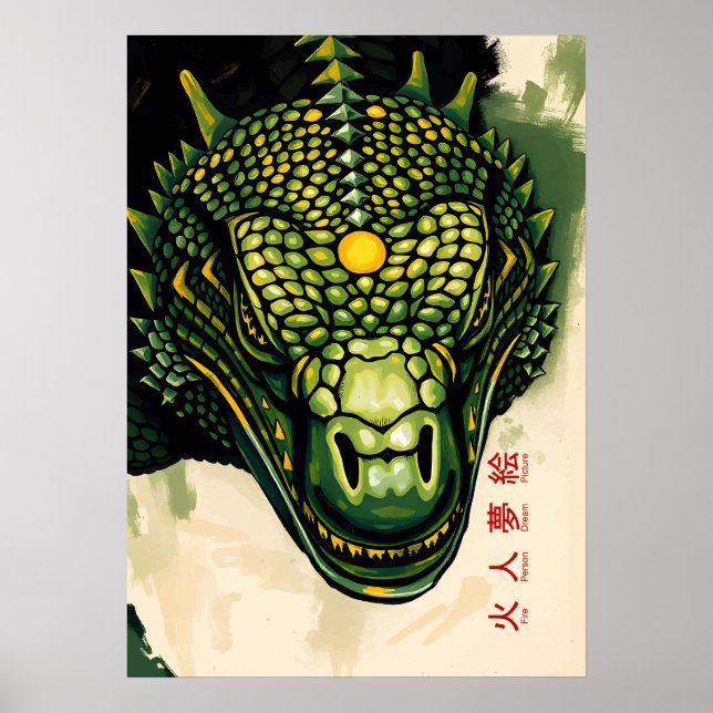 Poster Cabeça de Armador do Dragão Komodo - Força Reptili (Frente)