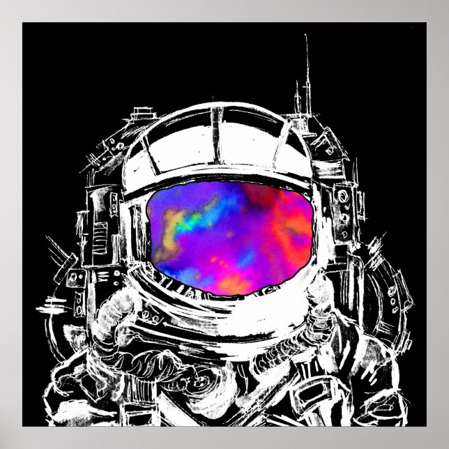 Poster Cabeça de Astronauta Alucinante (Frente)
