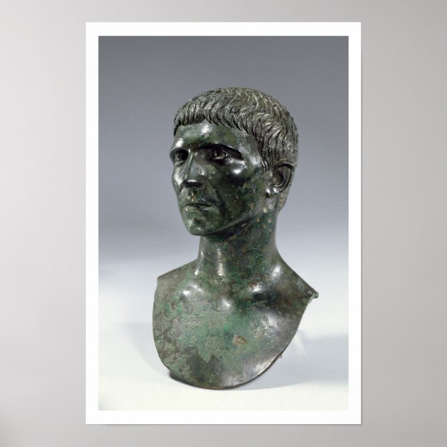 Poster Cabeça de bronze de um homem, romano, no início de (Frente)
