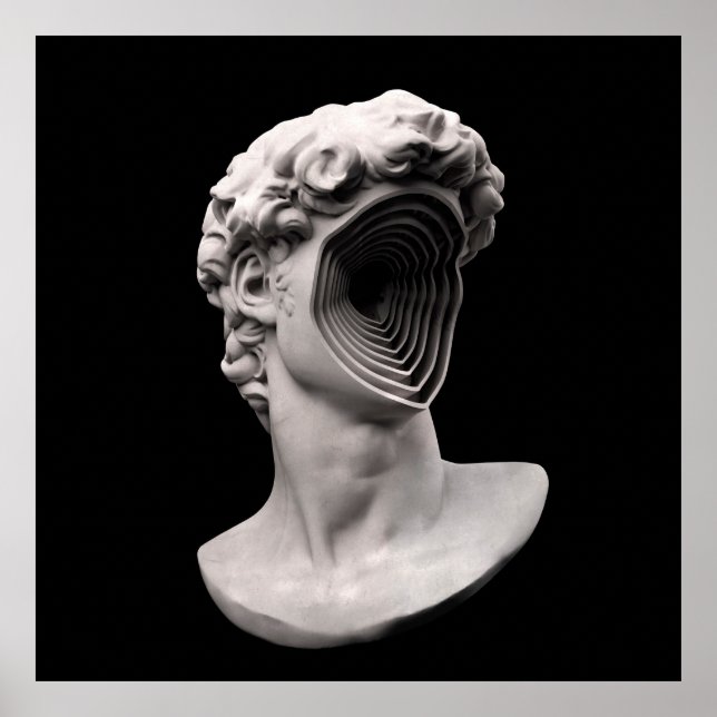 Poster Cabeça de busto clássico de David Michelangelo (Frente)