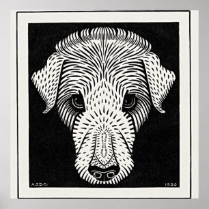 Poster Cabeça de Cachorro Vintage por Julie de Graag - Ar