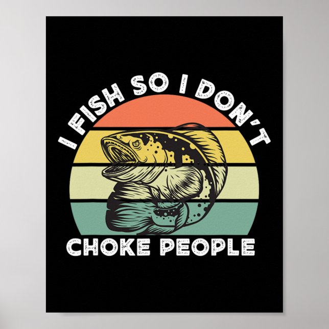 Poster Cabeça de Cobra Divertida Pesca Retro Eu Pesco Par (Frente)