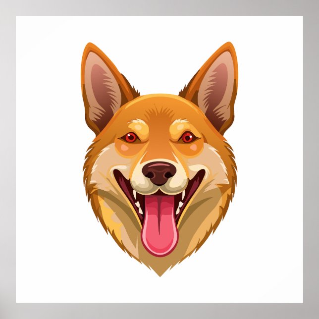 Poster Cabeça de dingo cão selvagem australiano (Frente)