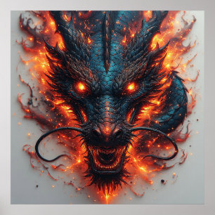 Poster Cabeça de Dragão Com Olhos Ferozes