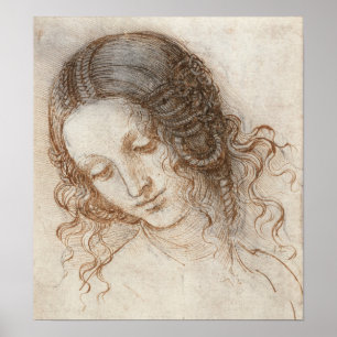 Pôster Cabeça de Leonardo do desenho da mulher