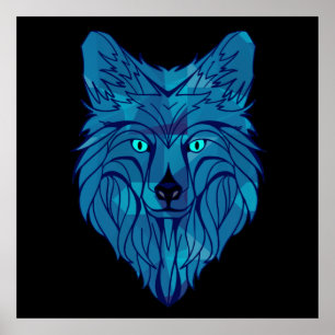 Poster Cabeça de Lobo Polar Azul
