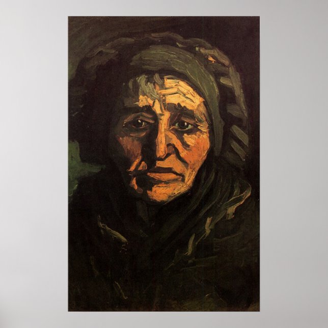 Poster Cabeça de Mulher Camponesa com Touca de Renda por  (Frente)