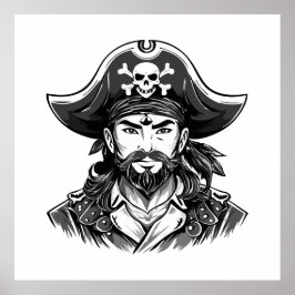 Poster Cabeça de pirata com chapéu de marinheiro e tapa-o