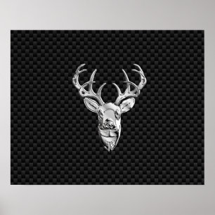 Poster Cabeça de prata dos cervos na decoração do esti