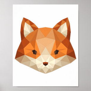 Poster Cabeça de Raposa Geométrica Low Poly Arte de Anima