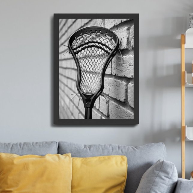 Poster Cabeça de Taco de Lacrosse Preto Branco Parede de  (Criador carregado)