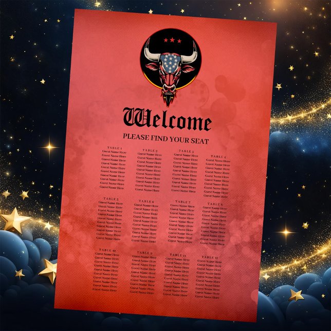 Poster Cabeça de touro Patriótica, um touro Americano. (Criador carregado)