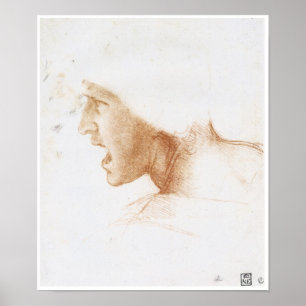 Poster Cabeça de um homem que Shouting, Leonardo da Vinc