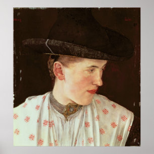Poster Cabeça de uma menina do camponês, c.1880