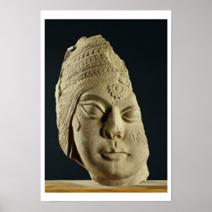 Pôster Cabeça do arenito vermelho de Yakshi, Bharhut,