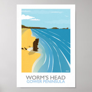 Poster Cabeça do Worm - Praia da Baía de Rhossili