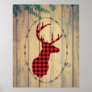 Poster Cabeça dos cervos com os Antlers nas pranchas de