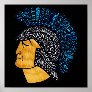 Pôster Cabeça espartano - azul