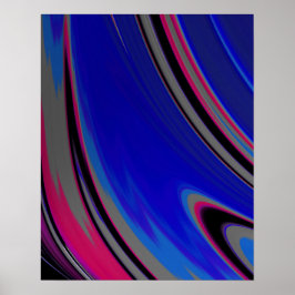 Poster Cabeça Fractal de Abstrato magenta azul escura