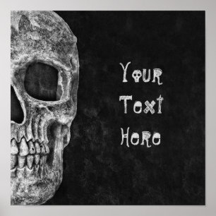 Poster Cabeça Gótica Personalizada A Preto E Branco