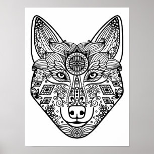 Pôster Cabeça inspirada 2 do lobo