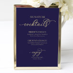 Poster Cabeças de Assinatura Dourado Script Marinho Azul<br><div class="desc">Cabeças de Assinatura Dourado Script Marinho Azul Sinal</div>