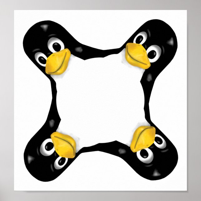 POSTER CABEÇAS LINUX TUX 4 (Frente)