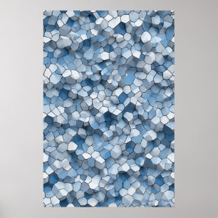 Poster Cabeleireiro Fraturado: Azulejo Azul Crachado Geom