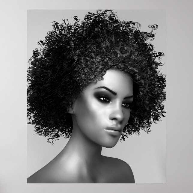 Pôster Cabelo Afro Elegante (Frente)