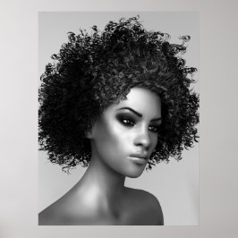 Pôster Cabelo Afro Ilustração 3D